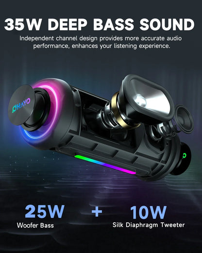 35W Bluetooth Speaker with Dazzling LED Lights – Black