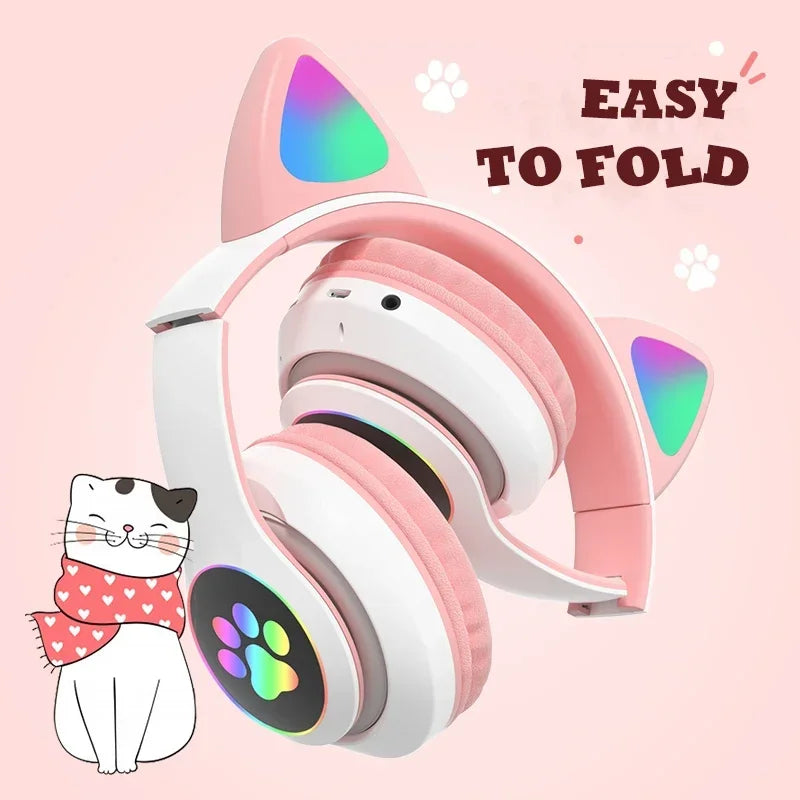 Wireless Cat Ear Bluetooth Headphones – Pink