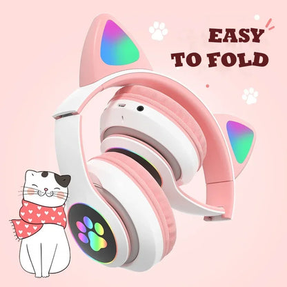 Wireless Cat Ear Bluetooth Headphones – Pink