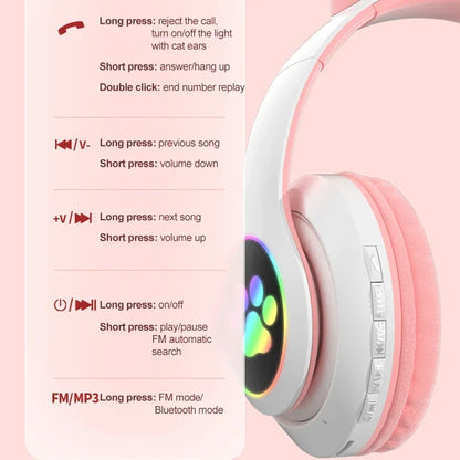 Wireless Cat Ear Bluetooth Headphones – Pink