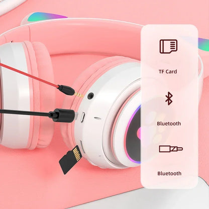 Wireless Cat Ear Bluetooth Headphones – Pink