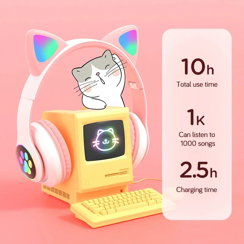 Wireless Cat Ear Bluetooth Headphones – Pink