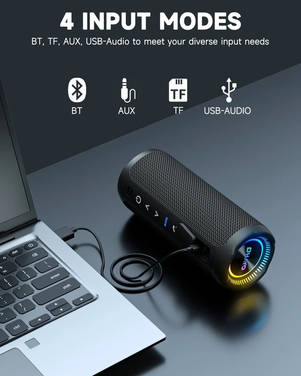 35W Bluetooth Speaker with Dazzling LED Lights – Black