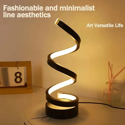 Modern Spiral LED Table Lamp with Dimmable Light