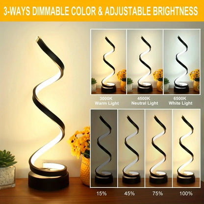 Modern Spiral LED Table Lamp with Dimmable Light