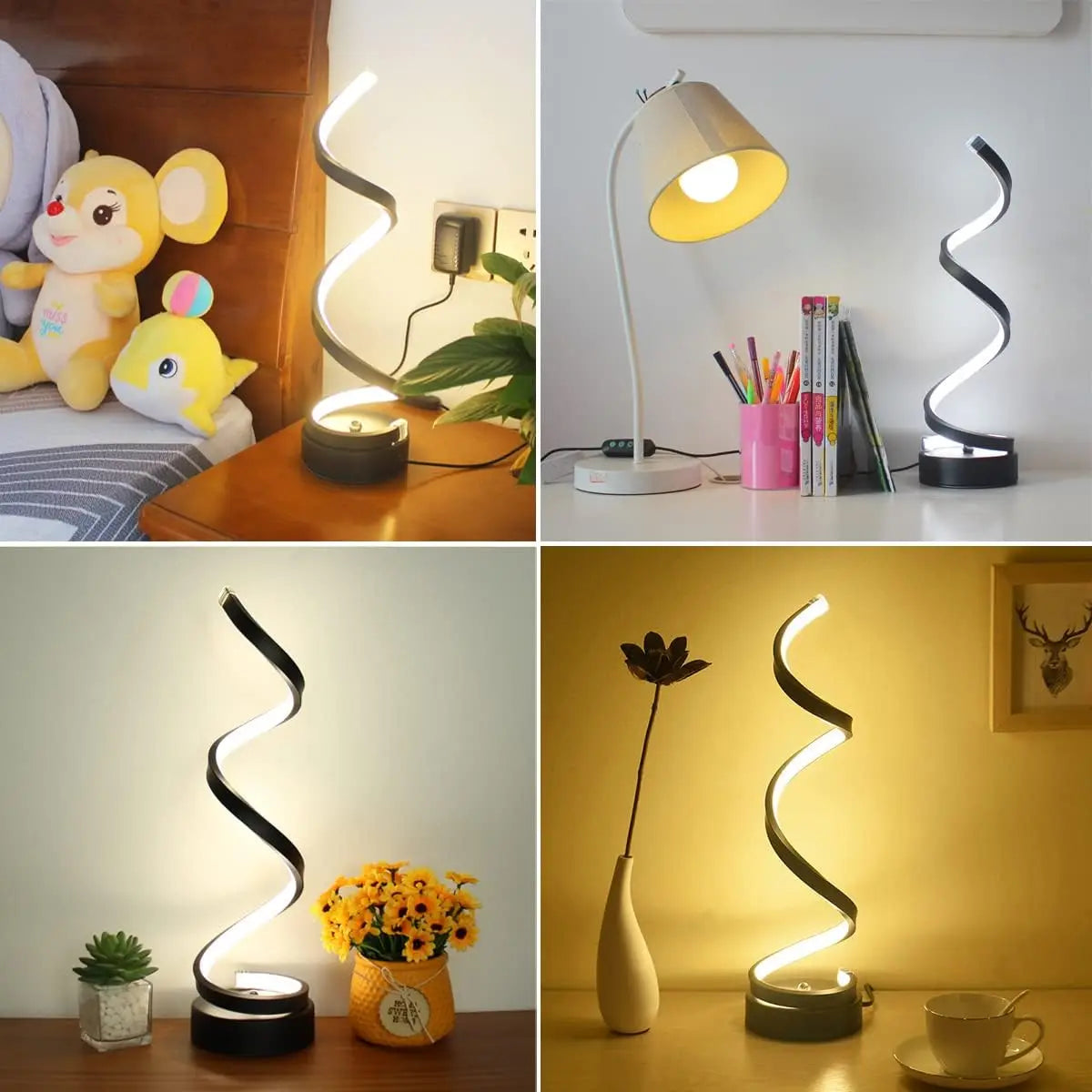 Modern Spiral LED Table Lamp with Dimmable Light